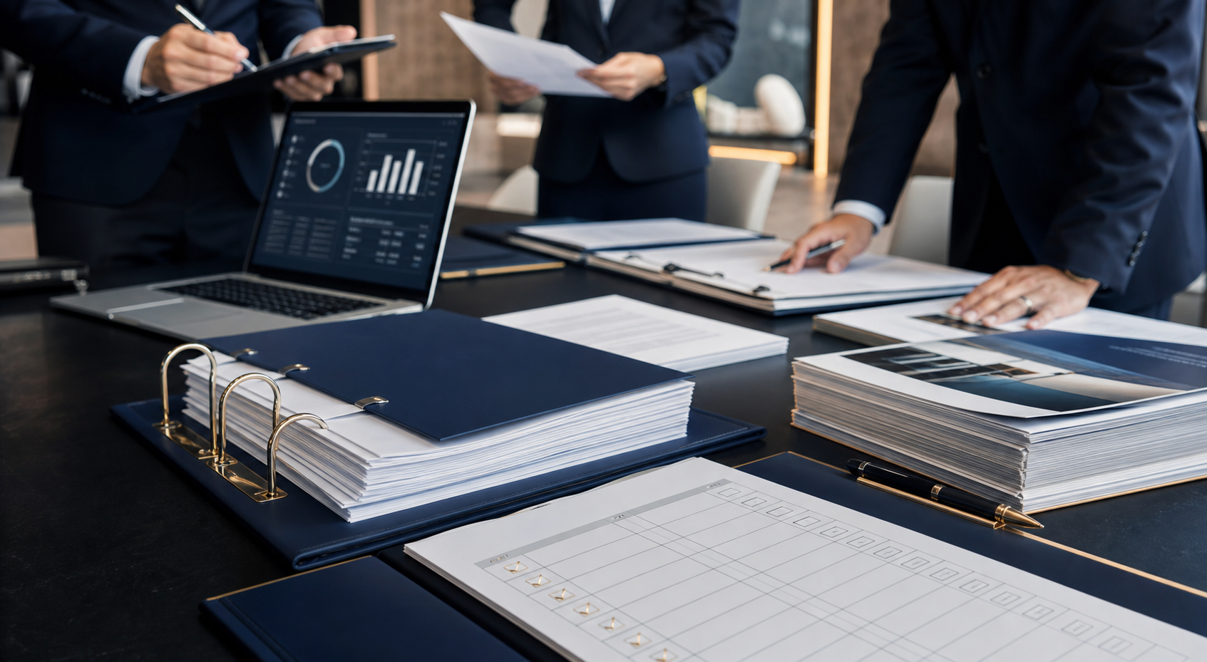 Documentos de licitación, matriz de evaluación y revisión ejecutiva con apoyo de IA.